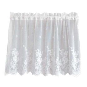 Flower Lace White Half Curtain Short Curtain Doorway Curtain Gauze Rustic Kitchen Partition Curtain Tier Cafe Curtain,59x23 inch