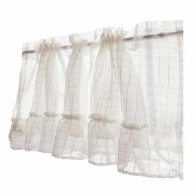 Grid - Translucent Short Kitchen Curtain Window Curtain Cafe Tier Curtain Gauze