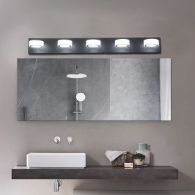 LED Modern Black 5-Light Vanity Lights Fixtures Over Mirror Bath Wall Lighting