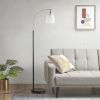 Arched Metal Floor Lamp with Frosted Glass Shade