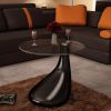 Coffee Table with Round Glass Top High Gloss Black