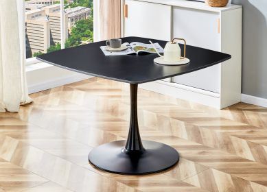 42.1"BLACK Table Mid-century Dining Table for 4-6 people With Round Mdf Table Top, Pedestal Dining Table, End Table Leisure Coffee Table