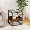 19.69" Modern Coffee Table Side Table With Storage Shelf and Metal Table Legs for Bedroom,Living Room (set of 2)