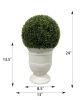 24" Ball Topiary in White Pot, Artificial Faux Plant for indoor and outdoor