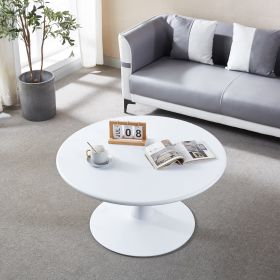 Modern 31.5'' Diameter Solid Metal Base White Round Coffee Table