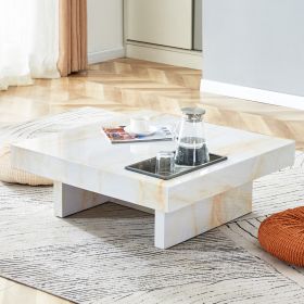 A modern and practical coffee table with imitation marble patterns, made of MDF material. The fusion of elegance and natural fashion 31.4"* 31.4"* 12