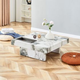 A modern and practical coffee table, black and white in imitation marble pattern, made of MDF material. The fusion of elegance and natural fashion 31.