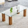 Glass-Top Coffee Table,tea table, with MDF Legs - Stylish Blend of Elegance and Durability 44.9"*21.7"*16.9"