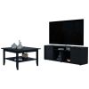 Bernal 2-Door 7-Shelf 2-piece Living Room Set, Coffee Table and TV Stand Black