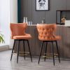 A&A Furniture,Counter Height 25" Modern Leathaire Fabric bar chairs,180¬∞ Swivel Bar Stool Chair for Kitchen,Tufted Gold Nailhead Trim Bar Stools with