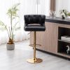 Bar Stools With Back and Footrest Counter Height Dining Chairs-Leather Black-2PCS/SET