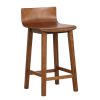 Wood Bar Stools Set of 2 with Solid Back and Seat