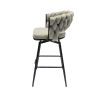 Bar Chair Linen Woven Bar Stool Set of 2,Black legs Barstools No Adjustable Kitchen Island Chairs,360 Swivel Bar Stools Upholstered Bar Chair Counter