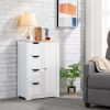 Drawer Storage Cabinet with 4 Drawers, Wooden Bathroom Cabinet Storage Cupboard, White