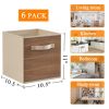 Fabric Storage Cubes with Handle, Foldable  Cube Storage Bins, 6 Pack Storage Baskets for Shelves, Storage Boxes for Organizing Closet Bins, Wood Grai