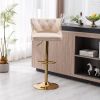 Bar Stools With Back and Footrest Counter Height Dining Chairs-Velvet Beige-2PCS/SET