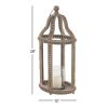 DecMode Brown Reclaimed Wood Beaded Decorative Candle Lantern