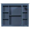 35'' x 28'' Royal Blue Wall Mounted Bathroom Storage Cabinet, Modern Bathroom Wall Cabinet with Mirror, Mirror Cabinet with 6 Open Shelves (Not Includ