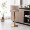 Bar Stools With Back and Footrest Counter Height Dining Chairs-Velvet Beige-2PCS/SET