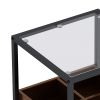 19.69" Modern Coffee Table Side Table With Storage Shelf and Metal Table Legs for Bedroom,Living Room (set of 2)