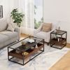 19.69" Modern Coffee Table Side Table With Storage Shelf and Metal Table Legs for Bedroom,Living Room (set of 2)