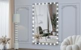 Hollywood LED Full Body Mirror with Lights Extra Large Full Length Vanity Mirror with 3 Color Mode Lights, Vertical Horizontal Hanging Aluminum Mirror