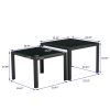 Nesting Coffee Table Set of 2;  Square Modern Stacking Table with Tempered Glass Finish for Living Room; Black