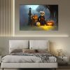 Drop-Shipping Framed Canvas Wall Art Decor Painting For Halloween, Skeleton with Jack-o-lanterns Painting For Halloween Gift, Decoration For Halloween