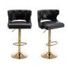 Bar Stools With Back and Footrest Counter Height Dining Chairs-Leather Black-2PCS/SET