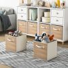 Fabric Storage Cubes with Handle, Foldable  Cube Storage Bins, 6 Pack Storage Baskets for Shelves, Storage Boxes for Organizing Closet Bins, Wood Grai