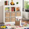 Fabric Storage Cubes with Handle, Foldable  Cube Storage Bins, 6 Pack Storage Baskets for Shelves, Storage Boxes for Organizing Closet Bins, Wood Grai