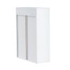 Wood wall-mounted storage cabinet, 5-layer toilet bathroom storage cabinet, multifunctional cabinet with adjustable door, white