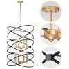 Transitional Gold/Matte Black Metal Chandelier Fixture, 8 lights, 2-Tier-Candle Ceiling Light for Living Room, Bedroom, Dining Room, Dimmable, E12, W2