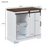 Bathroom Storage Cabinet; Freestanding Accent Cabinet; Sliding Barn Door; Thick Top; Adjustable Shelf; White and Brown