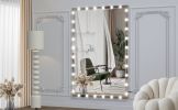 Hollywood LED Full Body Mirror with Lights Extra Large Full Length Vanity Mirror with 3 Color Mode Lights, Vertical Horizontal Hanging Aluminum Mirror