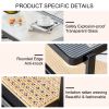 Modern minimalist rectangular double layer black solid wood imitation rattan coffee table with a Chinese style side table with craft glass tabletop, s