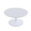 Modern 31.5'' Diameter Solid Metal Base White Round Coffee Table