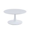 Modern 31.5'' Diameter Solid Metal Base White Round Coffee Table