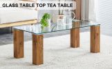 Glass-Top Coffee Table,tea table, with MDF Legs - Stylish Blend of Elegance and Durability 44.9"*21.7"*16.9"