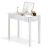 Accent White Vanity Table with Flip-Top Mirror and 2 Drawers, Jewelry Storage for Women Dressing