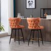 A&A Furniture,Counter Height 25" Modern Leathaire Fabric bar chairs,180¬∞ Swivel Bar Stool Chair for Kitchen,Tufted Gold Nailhead Trim Bar Stools with