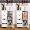 Drawer Storage Cabinet with 4 Drawers, Wooden Bathroom Cabinet Storage Cupboard, White