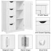 Drawer Storage Cabinet with 4 Drawers, Wooden Bathroom Cabinet Storage Cupboard, White