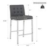 Modern Design High Counter Stool Electroplated leg Kitchen Restaurant grey pu Bar Chair(set of 2)