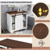 Bathroom Storage Cabinet; Freestanding Accent Cabinet; Sliding Barn Door; Thick Top; Adjustable Shelf; White and Brown