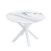 1+4,5pieces dining set,42.1"WHITE Table cross leg Mid-century Dining Table for 4-6 people With Round Mdf Table Top, Pedestal Dining Table, End Table L