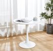 Modern White Round Dining Table, 31.5'' Diameter Solid Metal Base Coffee Table