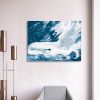 Framed Canvas Wall Art Decor Abstract Style Painting, Blue and White Fluid Painting Decoration For Office Living Room, Bedroom Decor-Ready To Hang