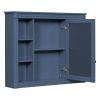 35'' x 28'' Royal Blue Wall Mounted Bathroom Storage Cabinet, Modern Bathroom Wall Cabinet with Mirror, Mirror Cabinet with 6 Open Shelves (Not Includ