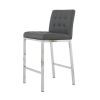 Modern Design High Counter Stool Electroplated leg Kitchen Restaurant grey pu Bar Chair(set of 2)